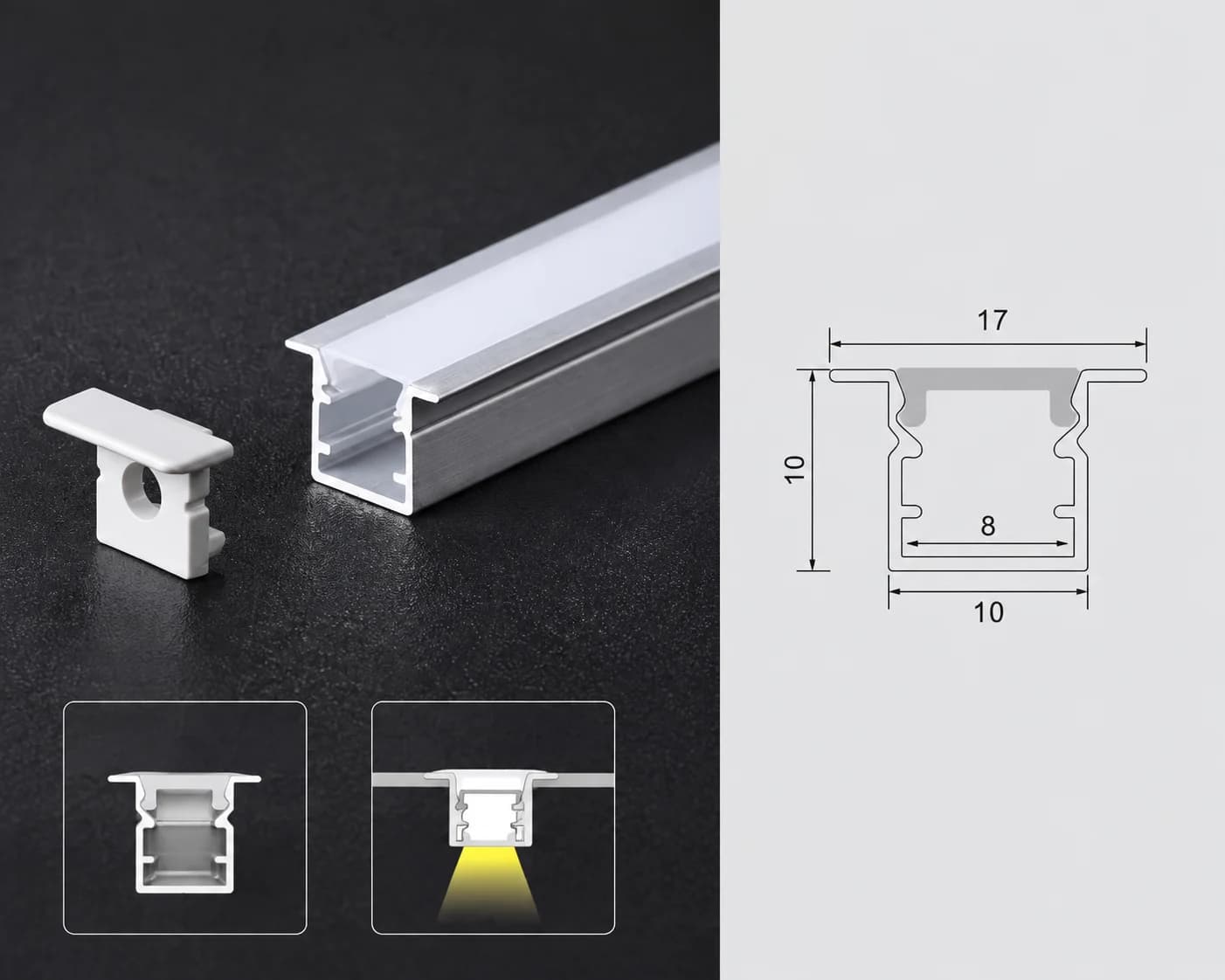 1010A 嵌入式 LED 灯带铝型材