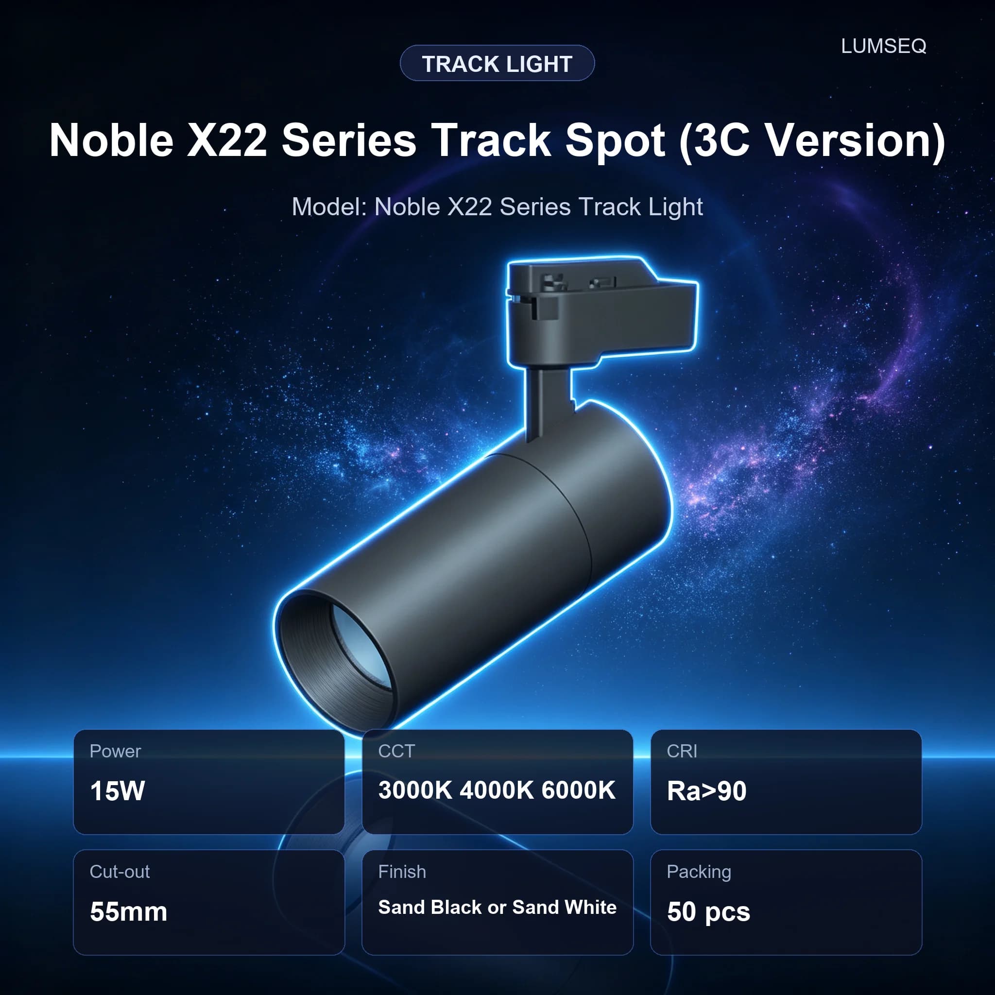 Noble X22 Track Spot 15W 3C Version, product code LS0410
