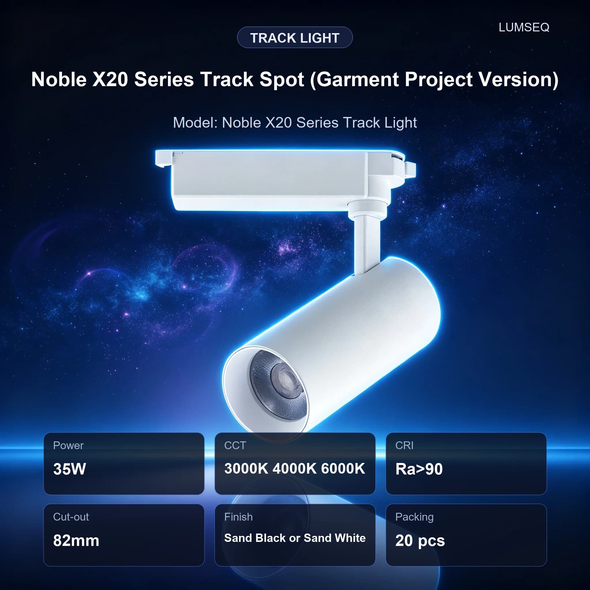 Noble X20 Track Spot 35W Garment Version, product code LS0411
