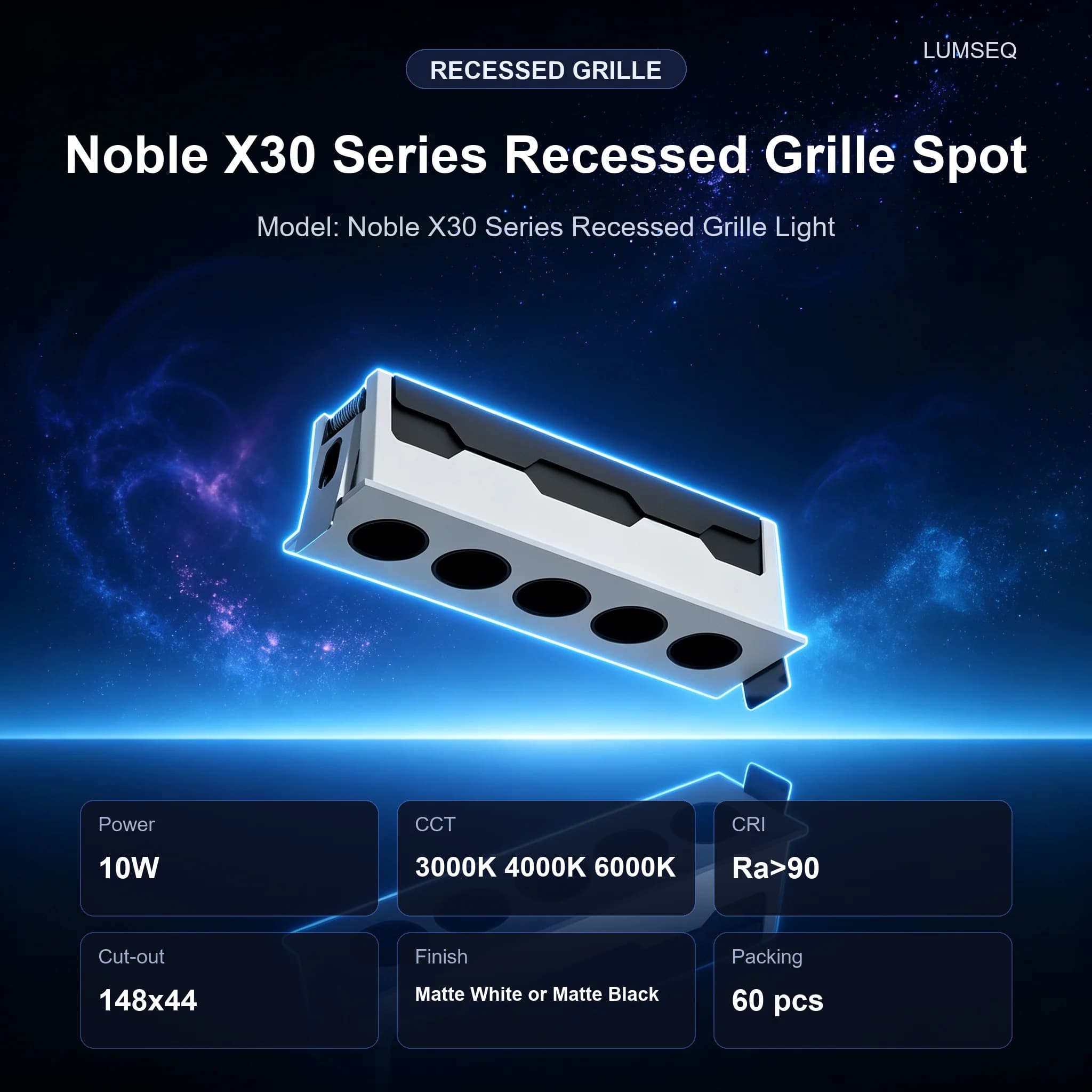 Noble X30 Recessed Grille Spot 10W, product code LS0433