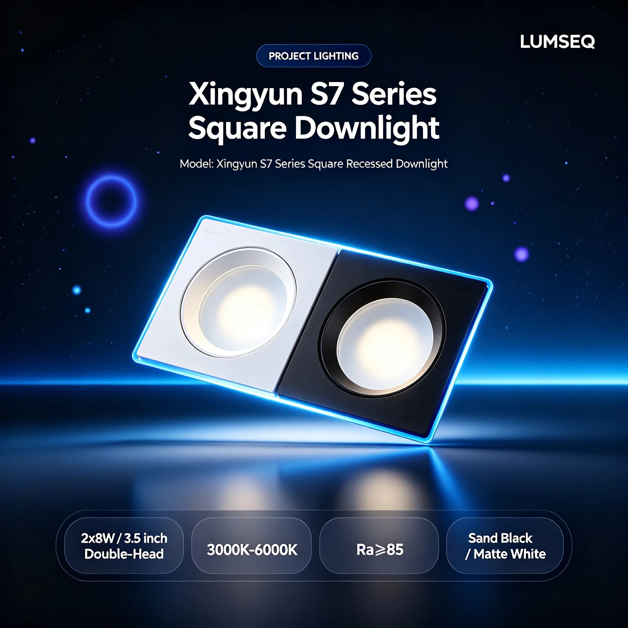 Xingyun S7 Square Double-Head Downlight 16W, product code LS0453